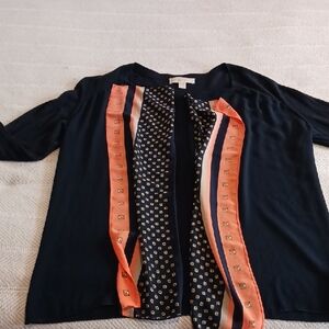 Michael Kors Navy Top with Gold Accents